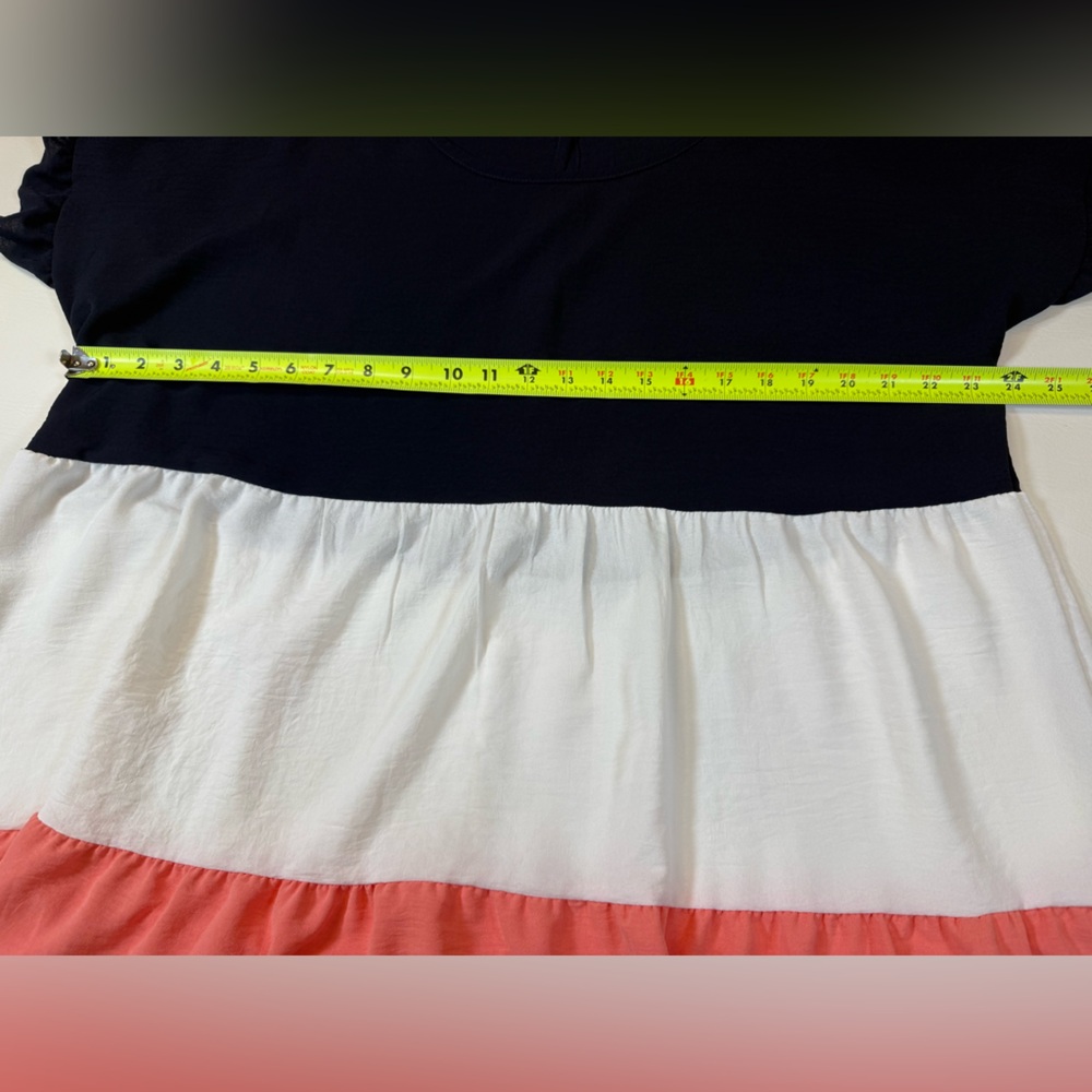 P.S.Kate color block ruffled hem dress pink white navy women’s 3X (bin EE) - Picture 8 of 9